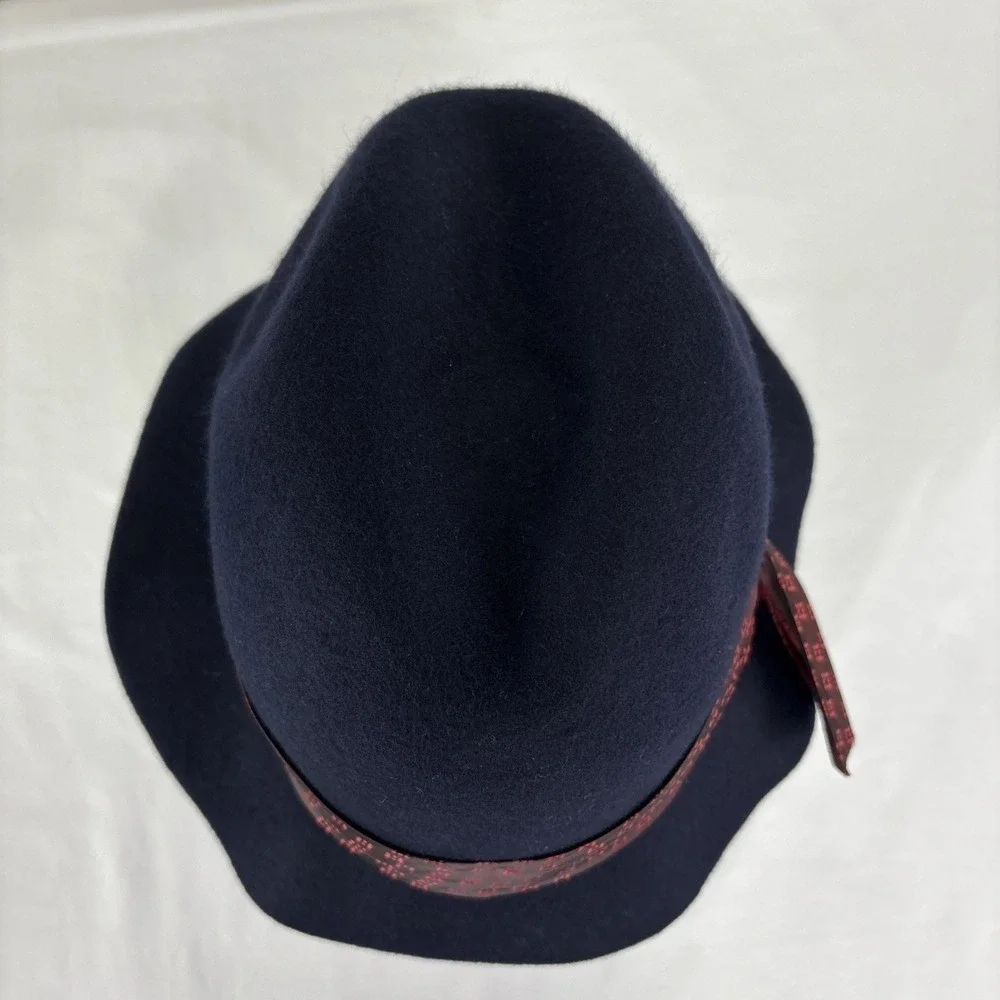 hatattack Women's Black Fedora 100% Wool Felt Hat Red Ribbon Band Classic OSFM‎